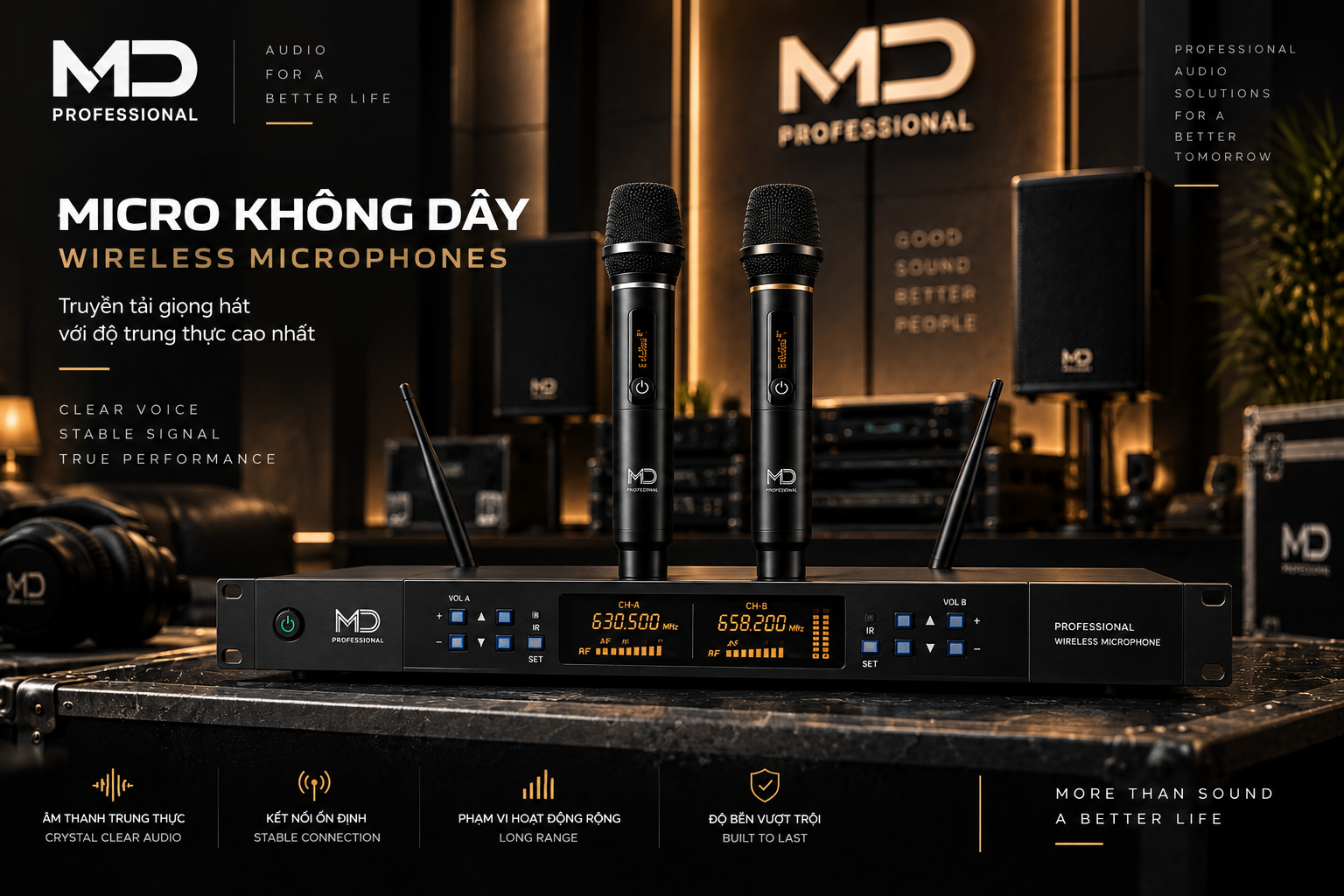 Micro khong day MD Professional chinh hang